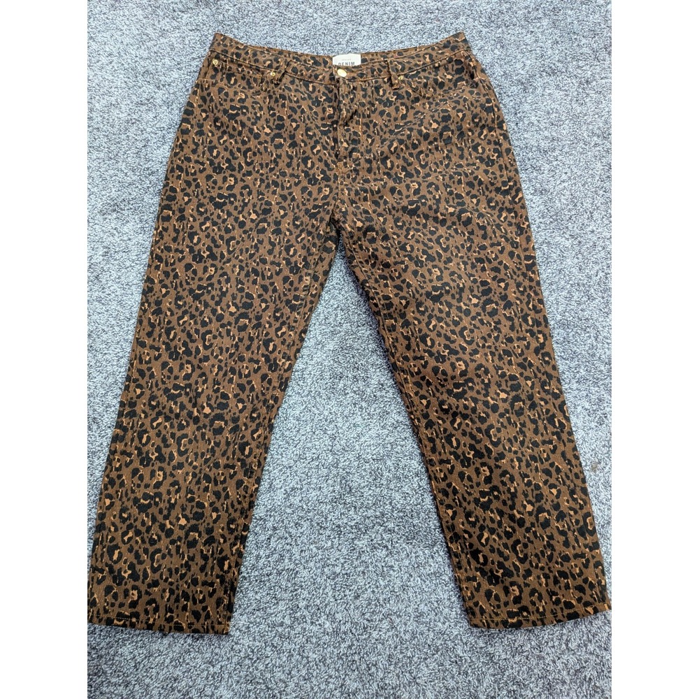 Sezane Bootcut Leg Denim Cropped Trousers Jean Cheetah‎ Women's 33x24